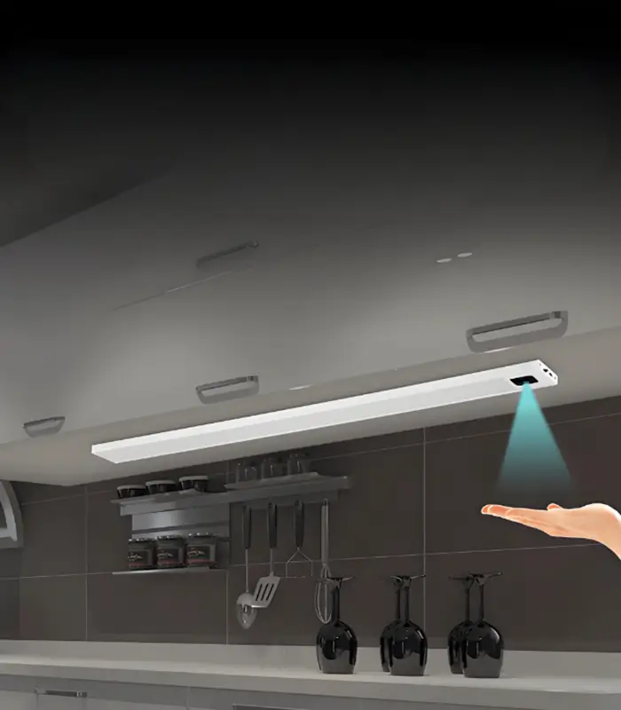 Cabinet lighting hand sweep control