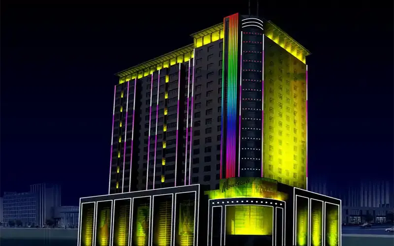 DMX outdoor lighting installation diagram showing