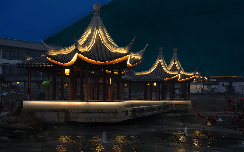 Outdoor lighting installation demonstrating IP rating for outdoor lights in a garden and pathway