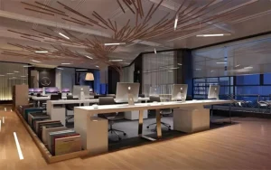 Anti-glare office lighting setup reducing eye strain in modern workspace