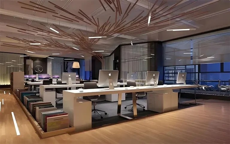 Anti-glare office lighting setup reducing eye strain in modern workspace