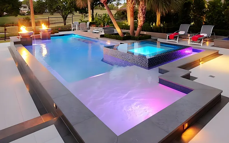 are LED pool lights safe for swimming pools lighting effect at night