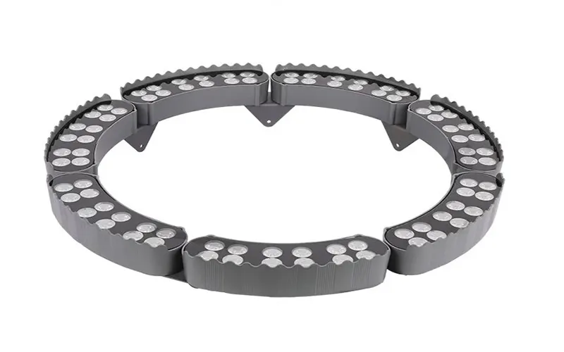 outdoor tree lighting with warm white LED lights highlighting garden trees