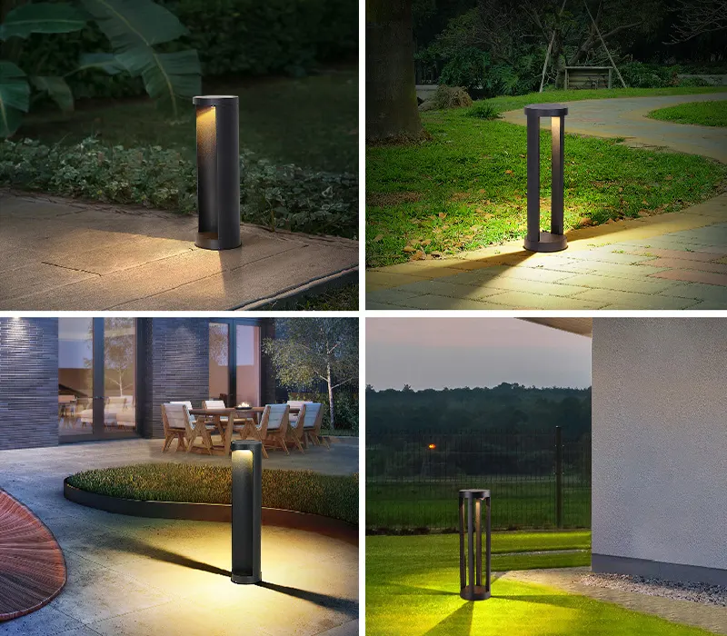 LED bollard light spacing guide for parking lot and commercial outdoor lighting