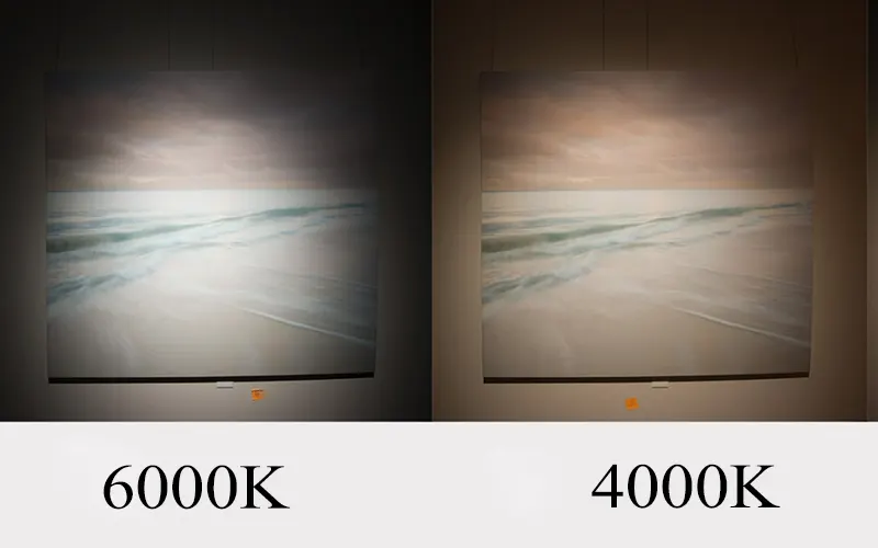 4000K vs 6000K LED color temperature comparison showing neutral white and cool white lighting for residential and commercial applications
