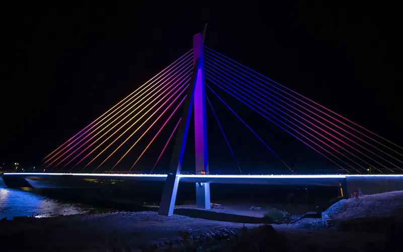 Architectural bridge lighting effect at night